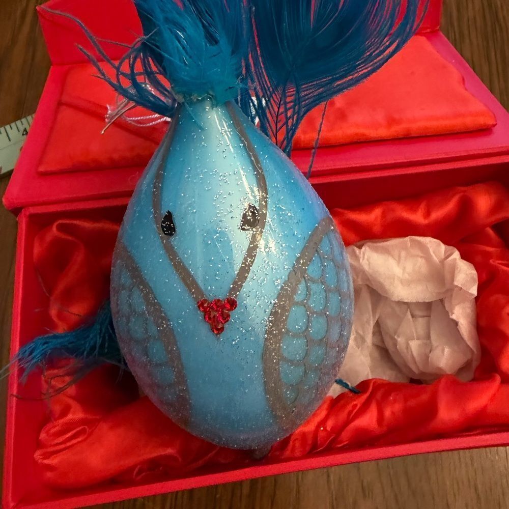 Swarovski Blue and Red Fish w crystals Ornament in box. NWT.